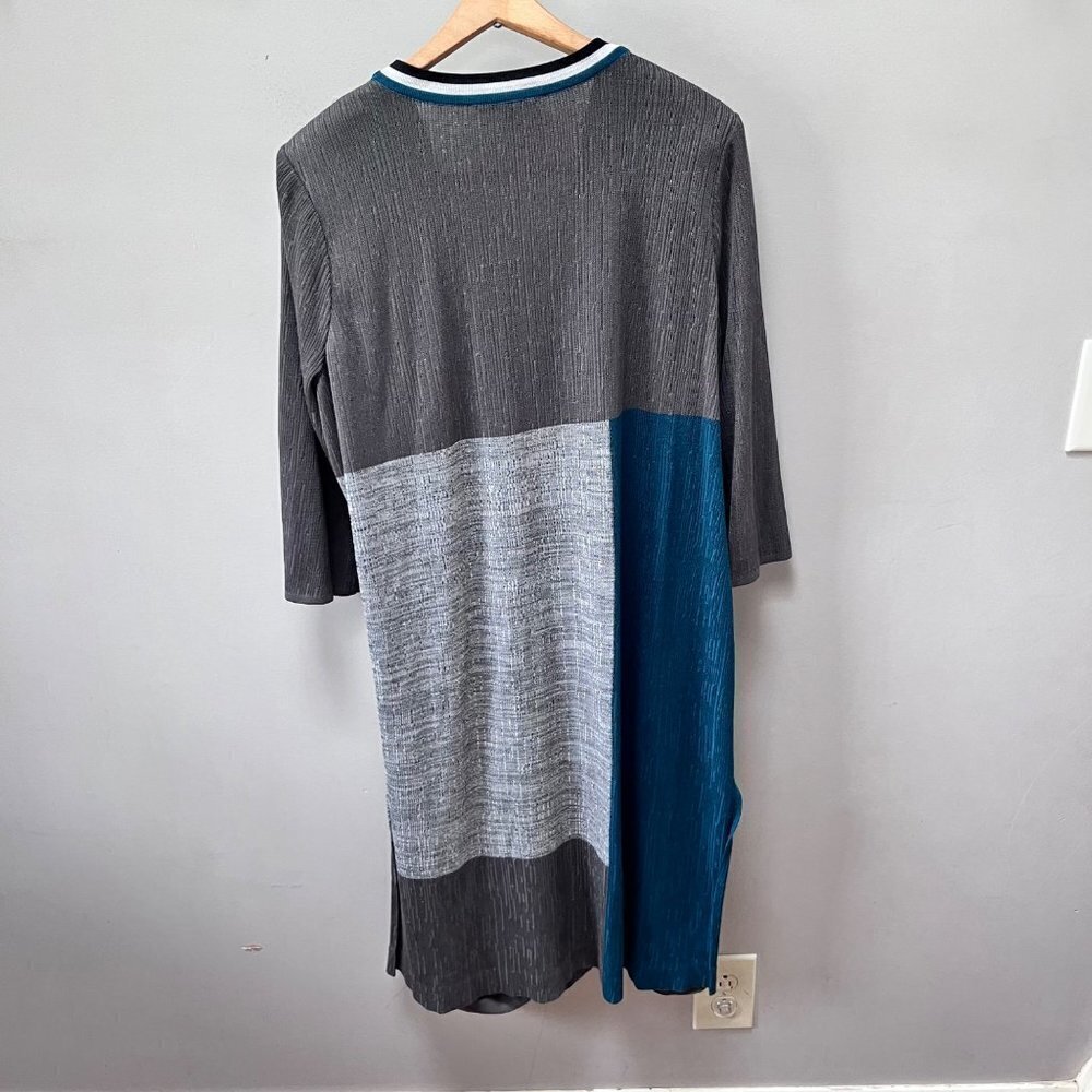 Misook Long Line Open Front Color Block Cardigan … - image 6